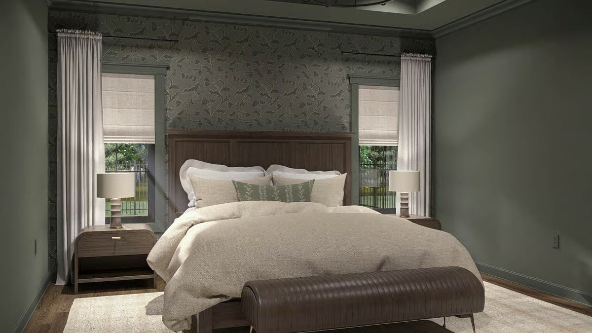 Sage Walls and a Floral Accent That Don't Compete for Attention