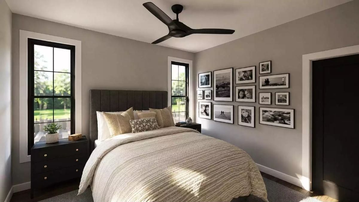 Black Frames and a Gallery Wall That Earn Their Place in a Bedroom