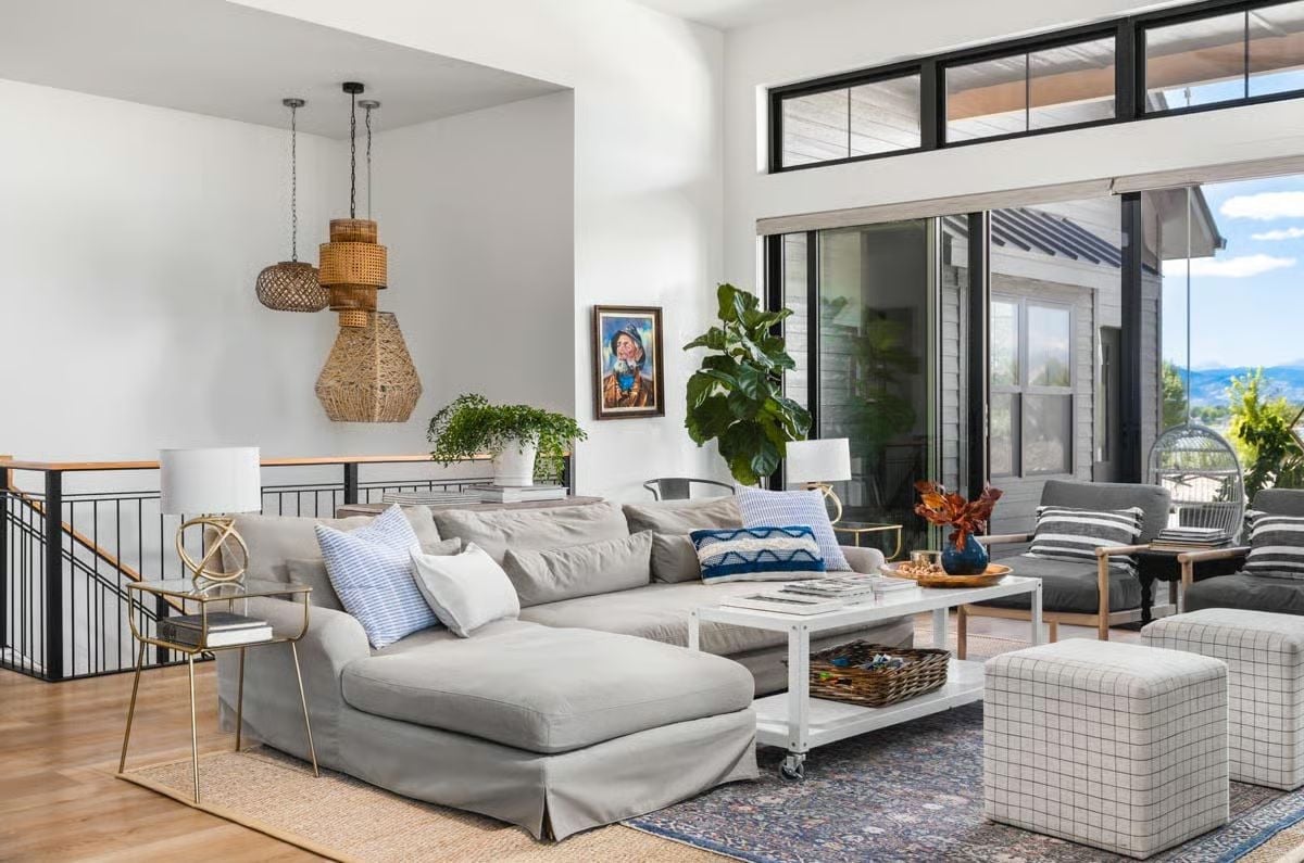 Wicker Pendants, Fiddle Leaf, and a Sectional Built for Staying Put