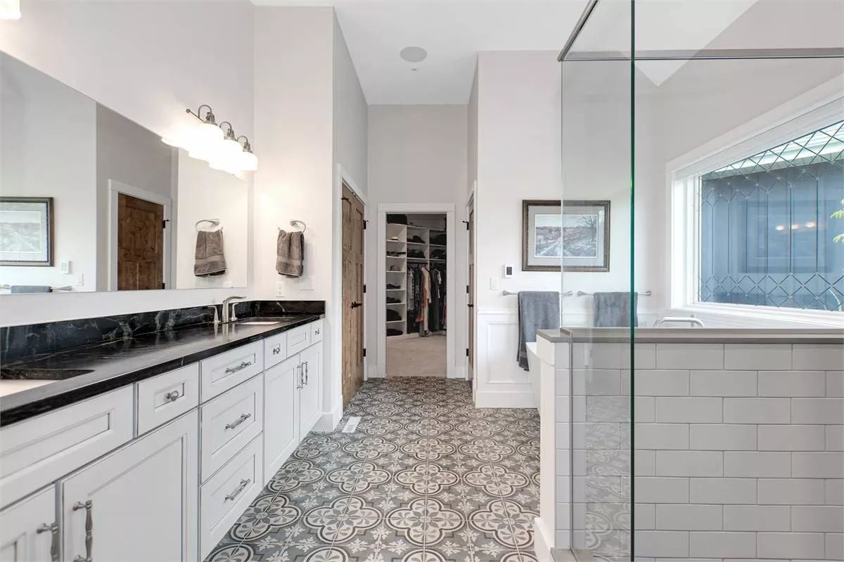 Encaustic Floor Tile Earns Every Compliment This Bathroom Gets