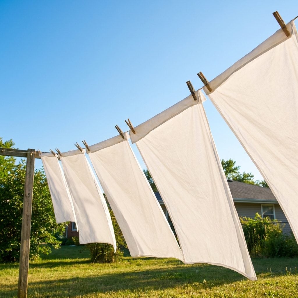 The Clothesline Strung Across the Backyard on a Sunny Day