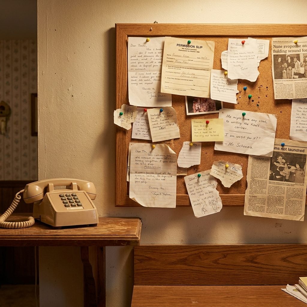 The Corkboard Message Center Beside the Phone