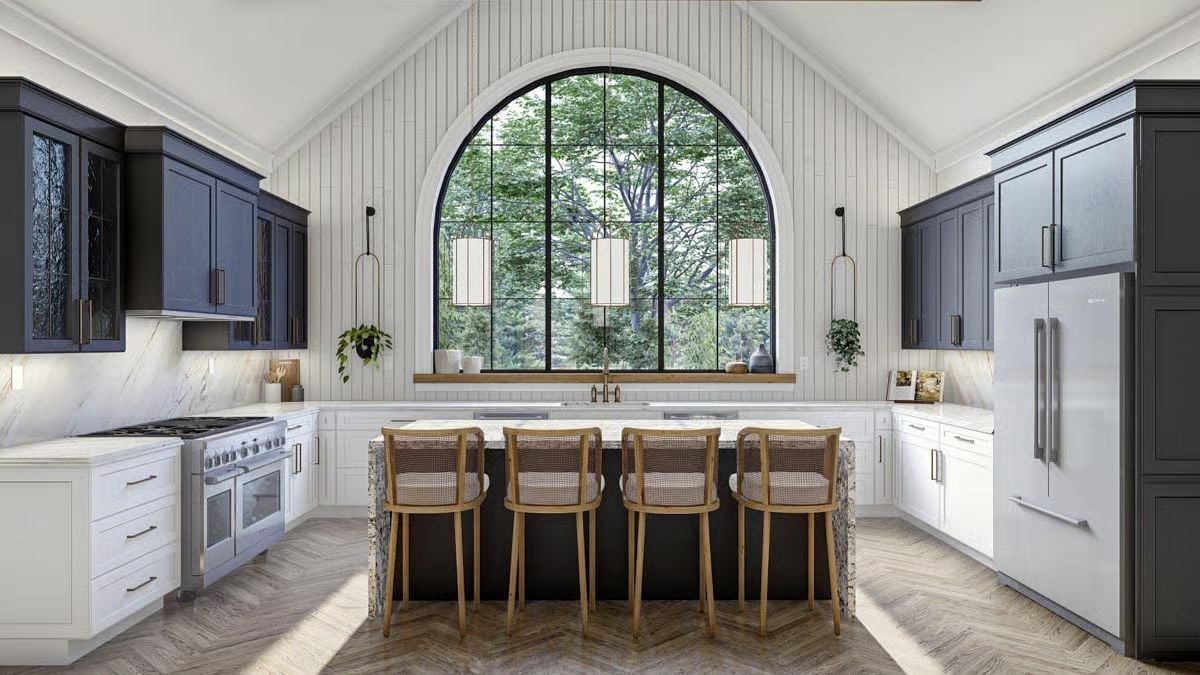 Arched Window Kitchen Where the Trees Outside Do Half the Decorating