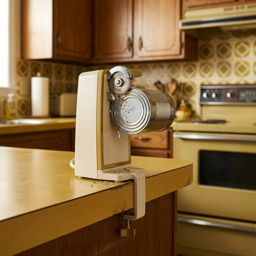The Countertop Electric Can Opener Bolted to the Edge