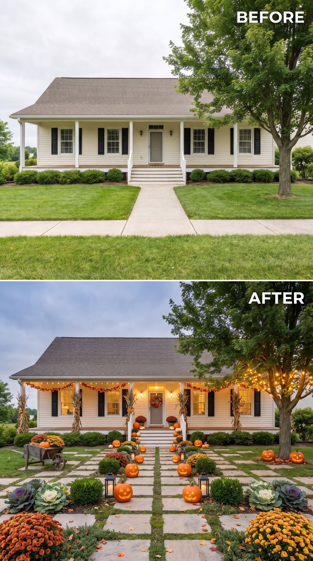 Paver Grid, Cornstalks, and Jack-o'-Lanterns Gave This Ranch Its Most Festive Fall Ever