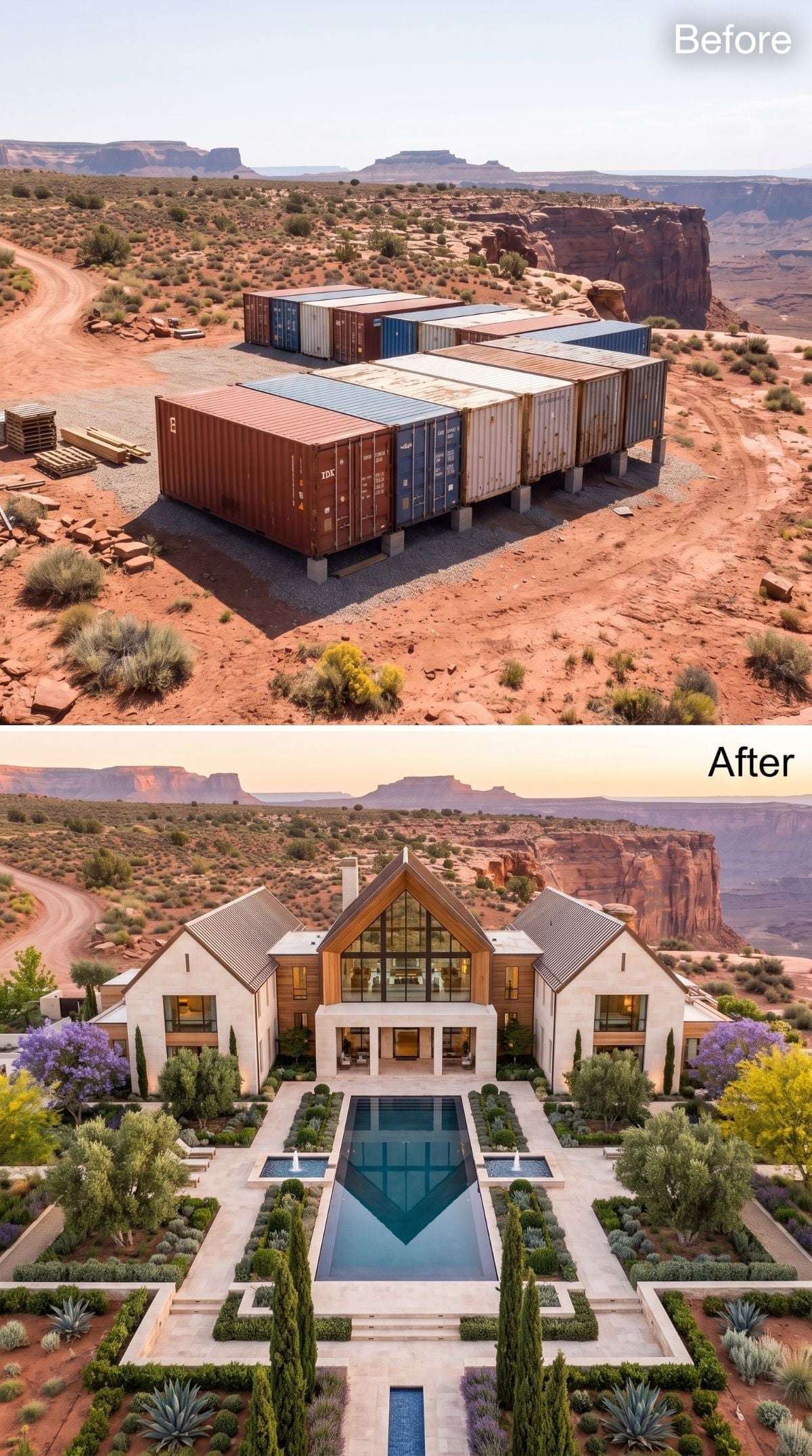 Containers to Canyon Estate: Symmetry, Stone, and a Pool at the Center of It All