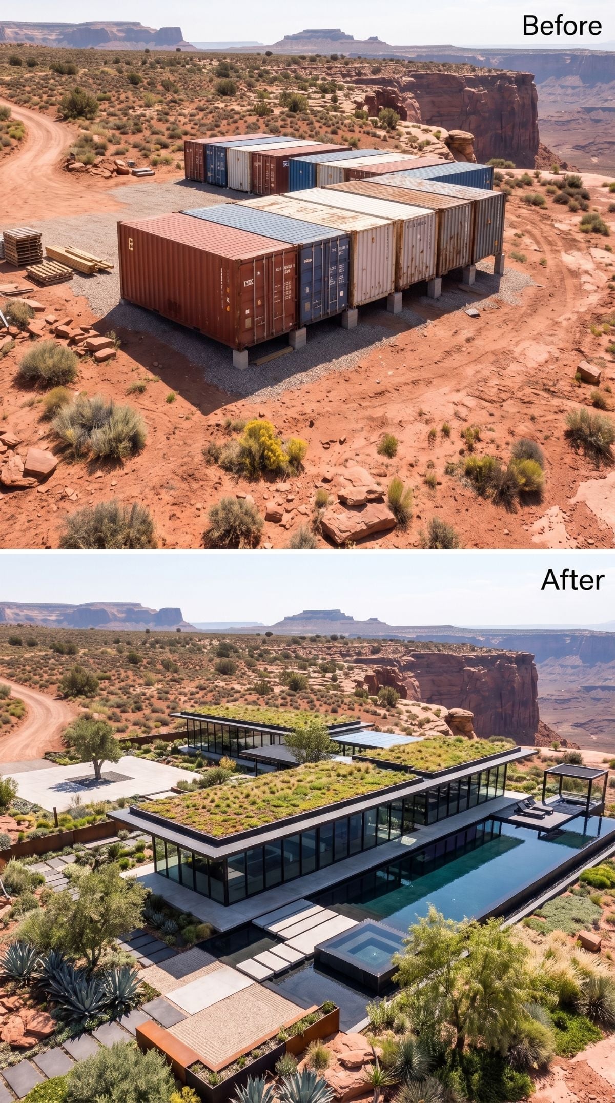 Green Roof, Glass Walls, and a Lap Pool Where Rusty Containers Once Sat