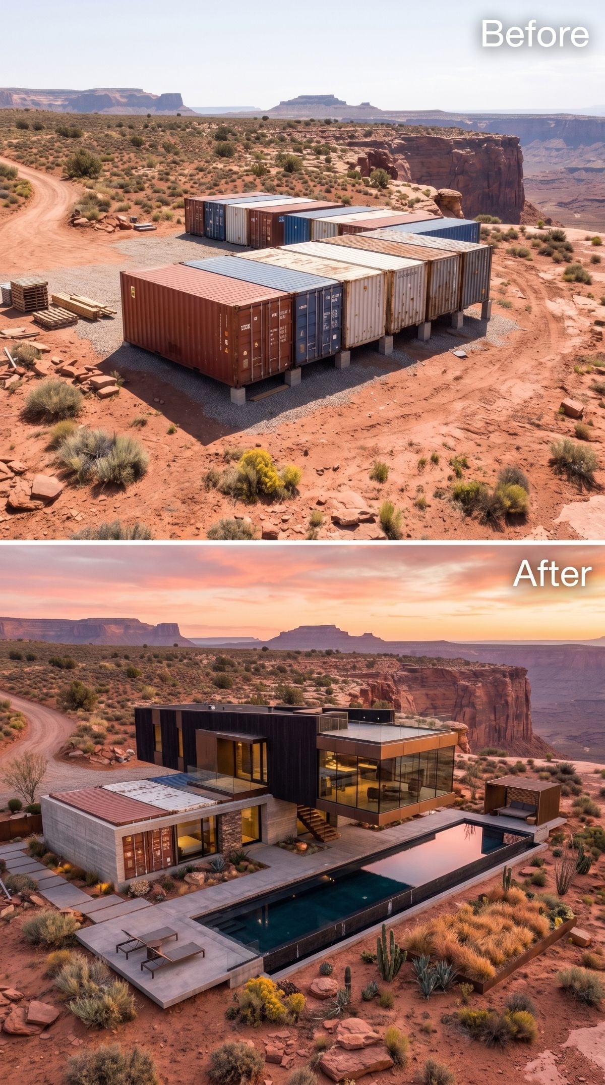Rust-Streaked Steel to Canyon-Edge Pool House: AI's Fourth Reinvention