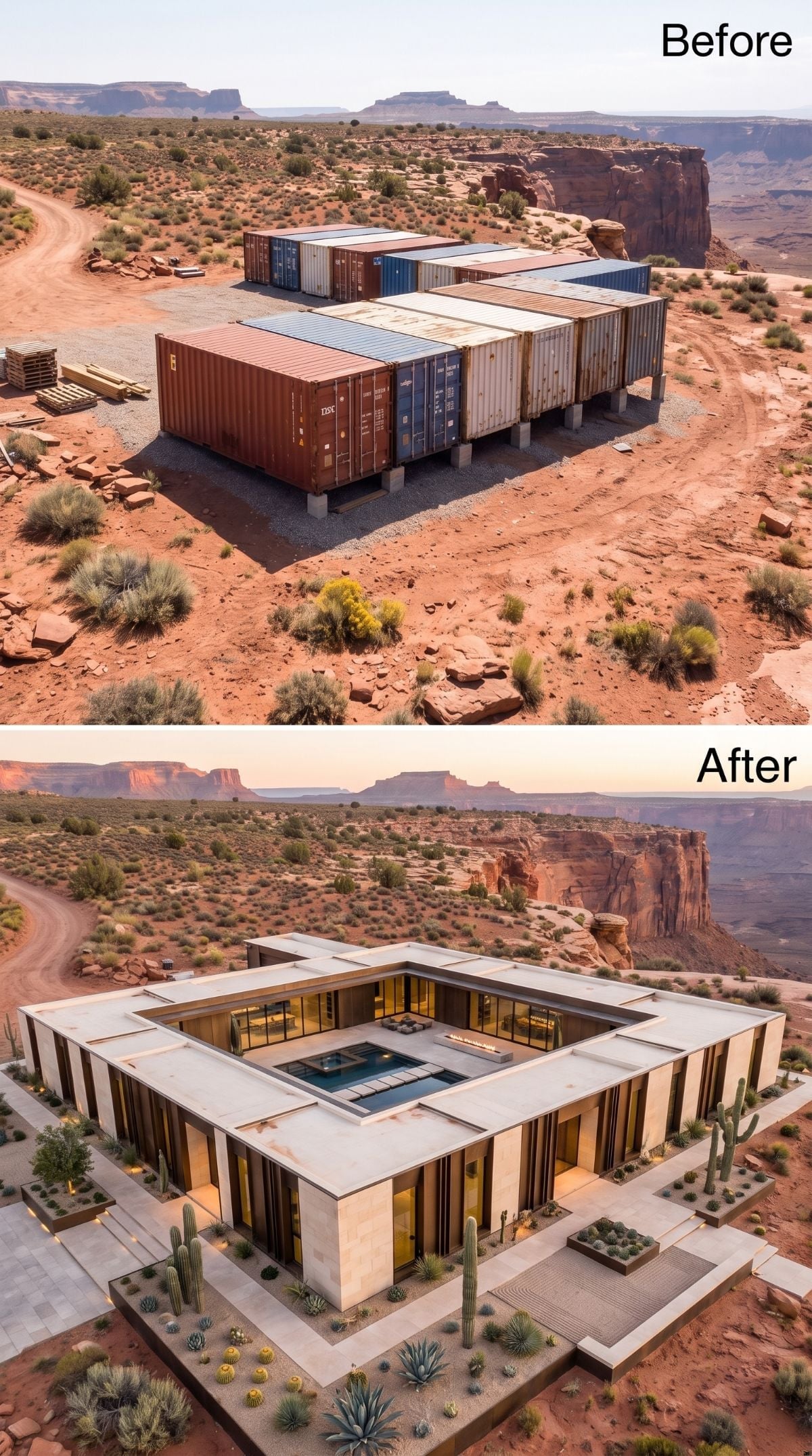 Rust to Residence: Flat Roof, Courtyard Pool, and Desert Cactus Gardens on the Mesa