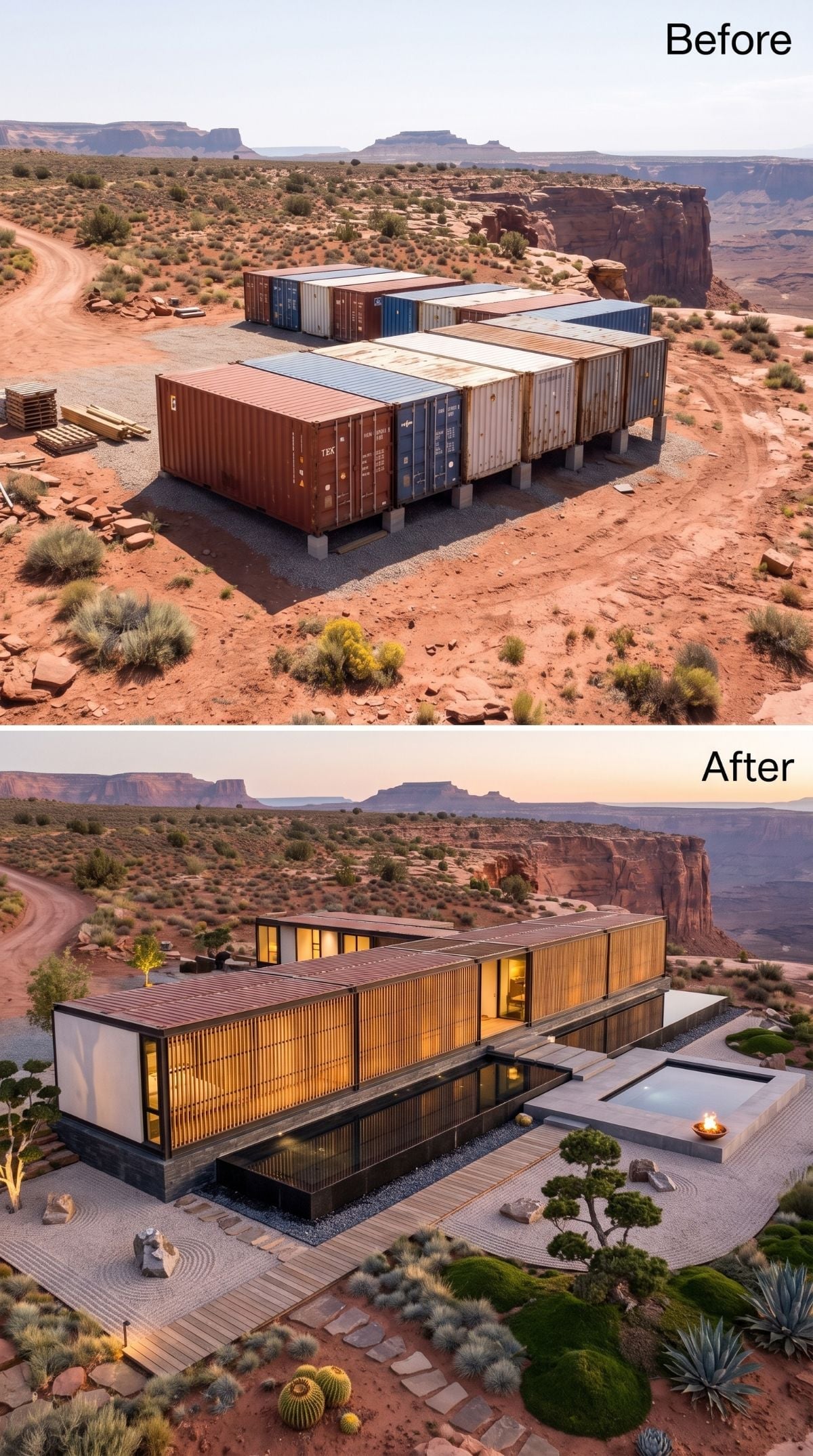 Zen Garden, Louvered Wood, and a Plunge Pool Carved Into the Mesa Edge