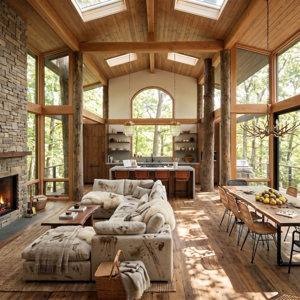 Raw Timber, Stone, and Skylights: Where the Forest Comes Inside