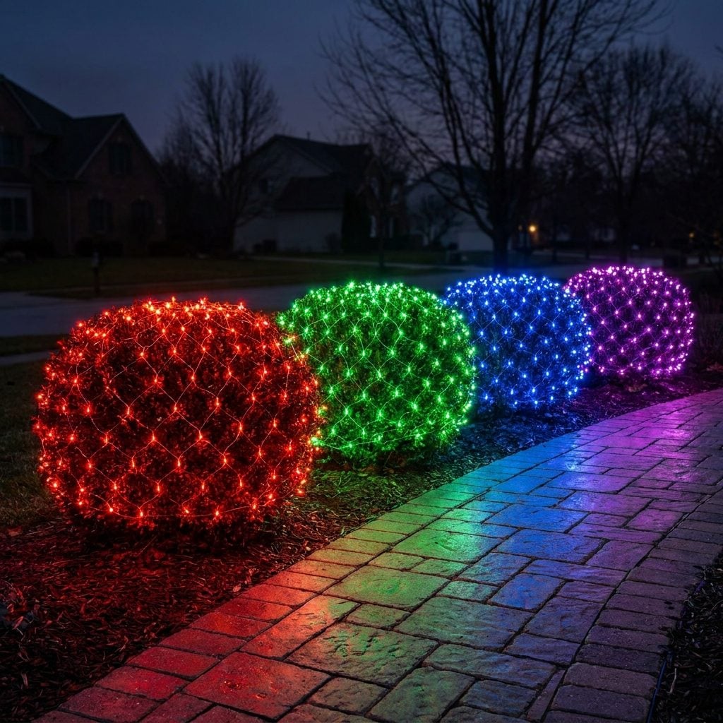 Covering Every Shrub With a Different Color of Net Lights