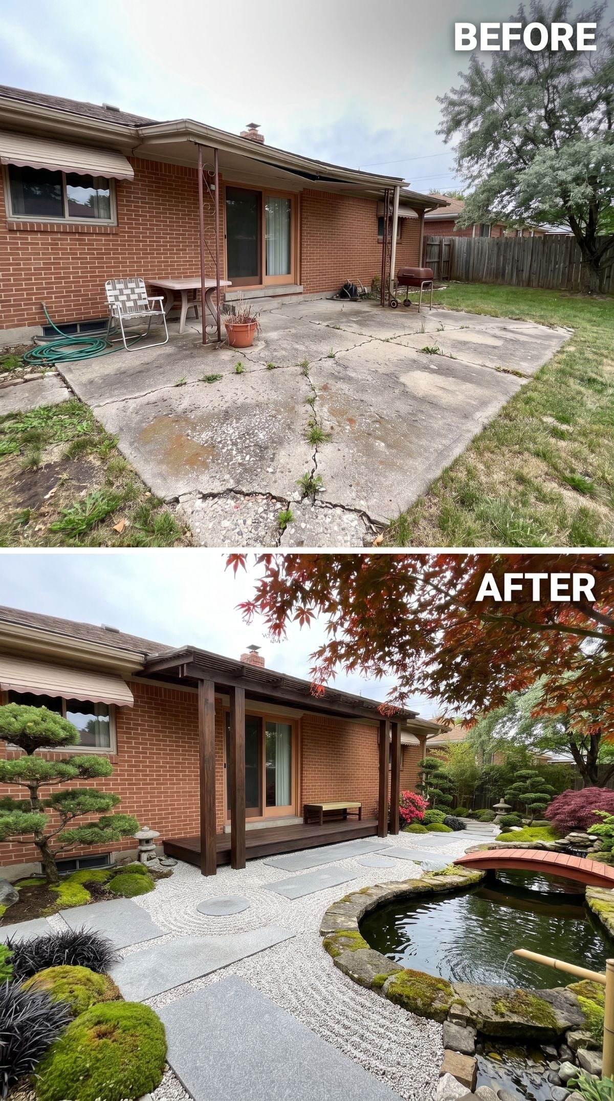 Japanese Garden Makeover Turns a Crumbling Suburban Patio Into a Zen Retreat