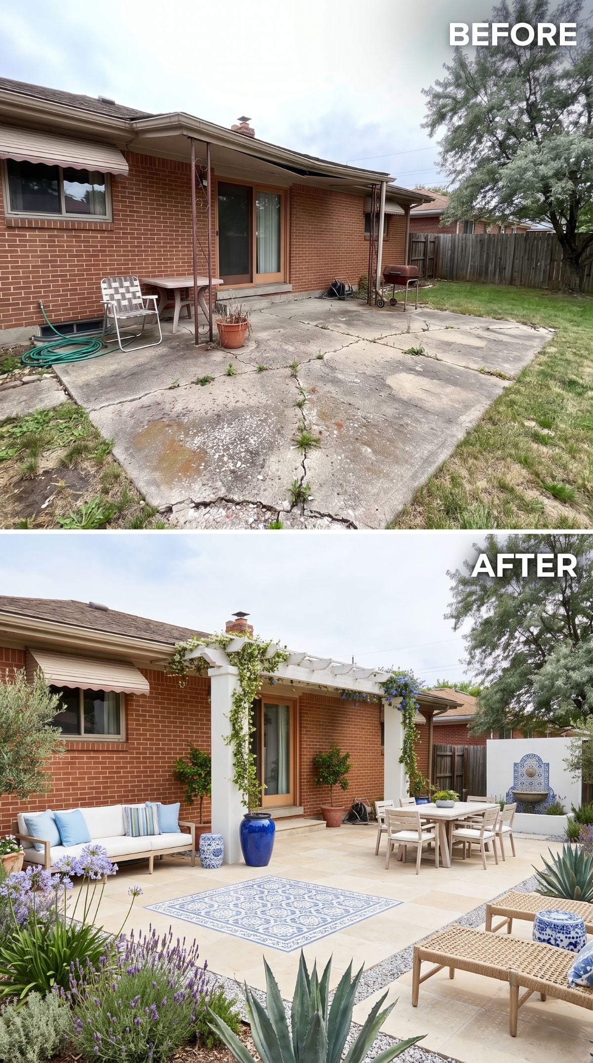 Mediterranean Courtyard Style Rescued a Brick Ranch That Nobody Bothered With for Decades