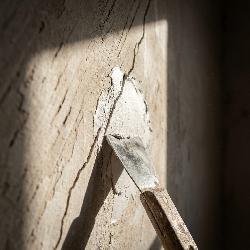 Cracked Plaster Walls Patched With a Bag of Plaster and a Steady Hand