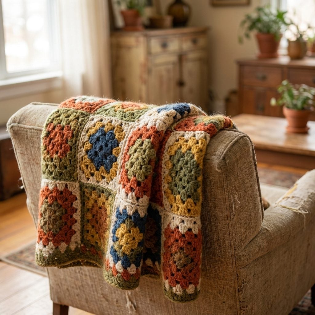 Crochet Afghans Permanently Draped Over the Sofa