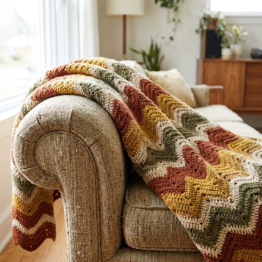 The Crocheted Afghan Permanently Draped Across the Sofa