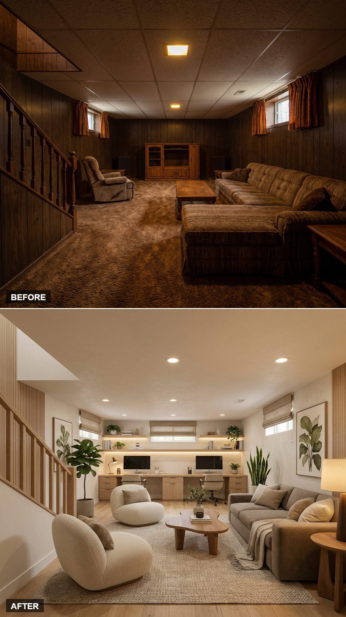Built-In Desk, Bouclé Chairs, and Slatted Wood That Earned Every Square Foot