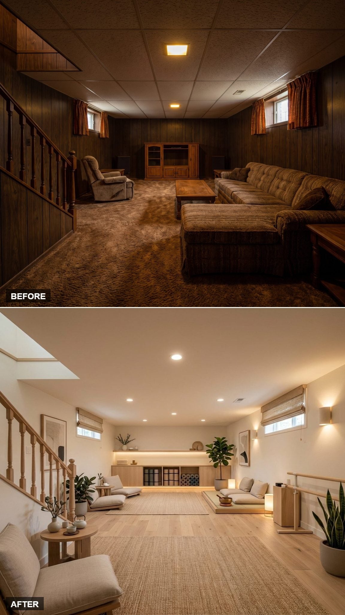 Low Floor Seating, Warm Oak Storage, and Recessed Cans That Finally Do Their Job