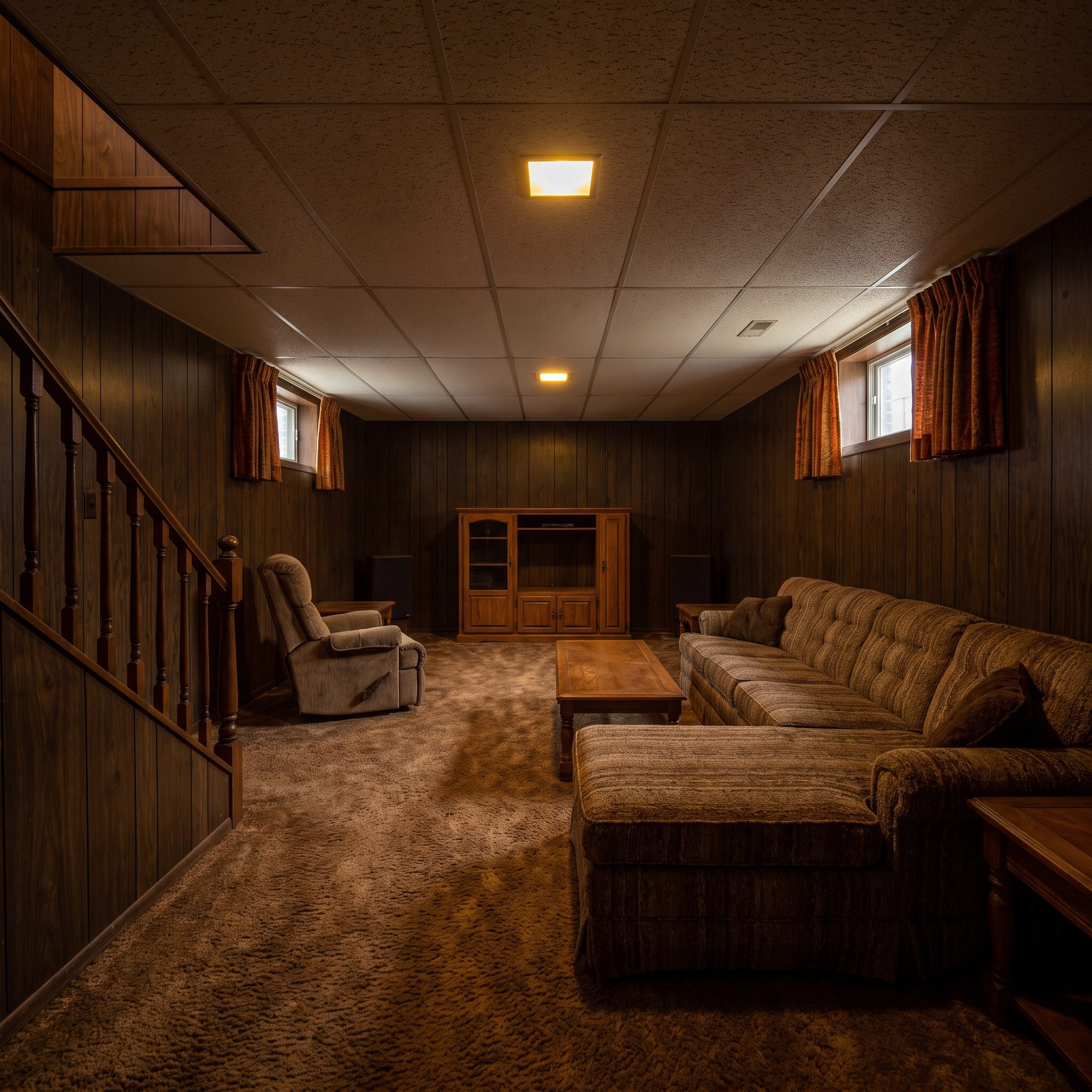 This Dark 1970s Wood-Paneled Basement Was a Gloomy Cave Nobody Wanted to Use — Here Are 28 Genius Before & After Designs —