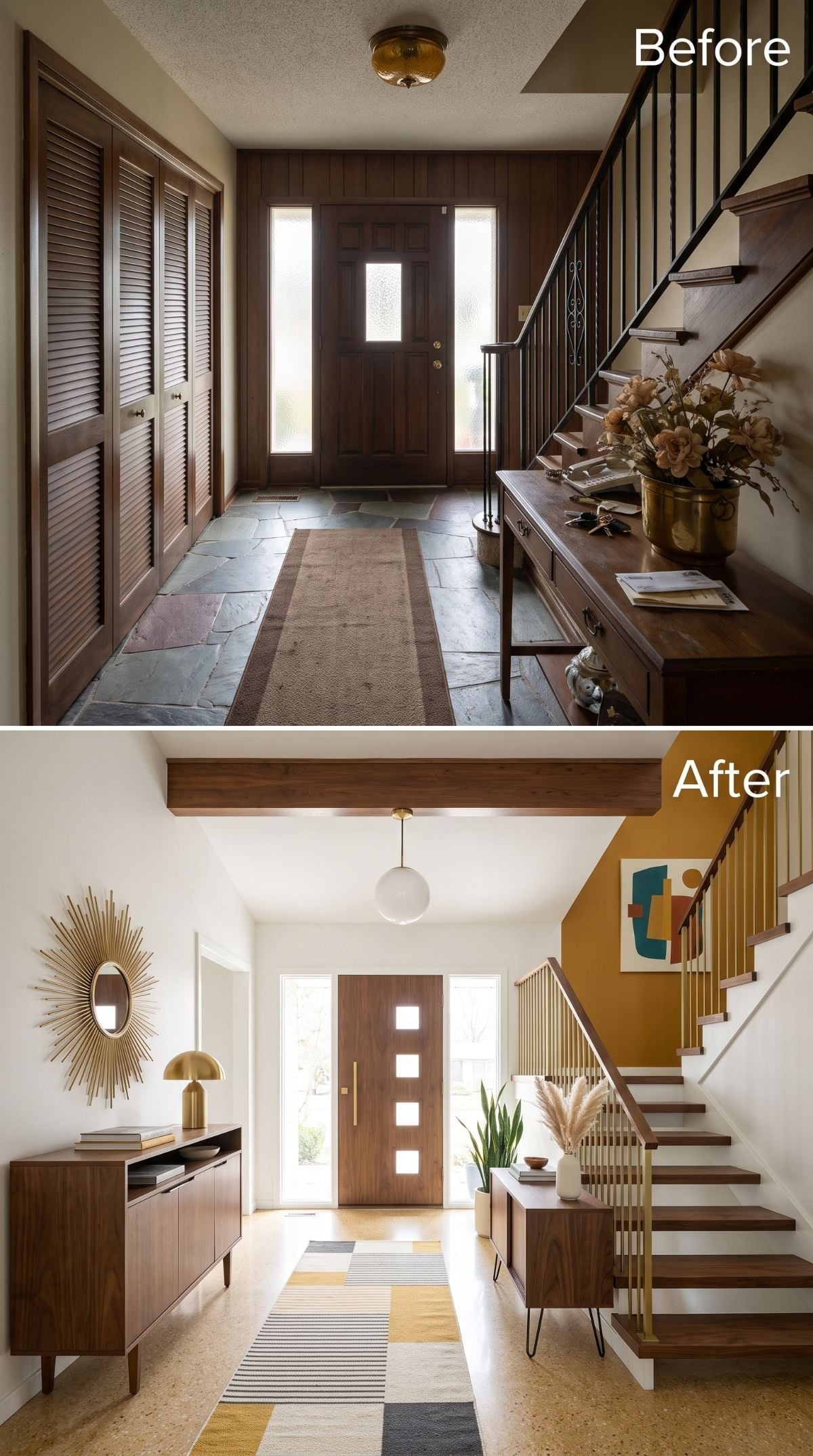 Gold Hardware, Mustard Geometry, and a Foyer That Stopped Apologizing for Itself