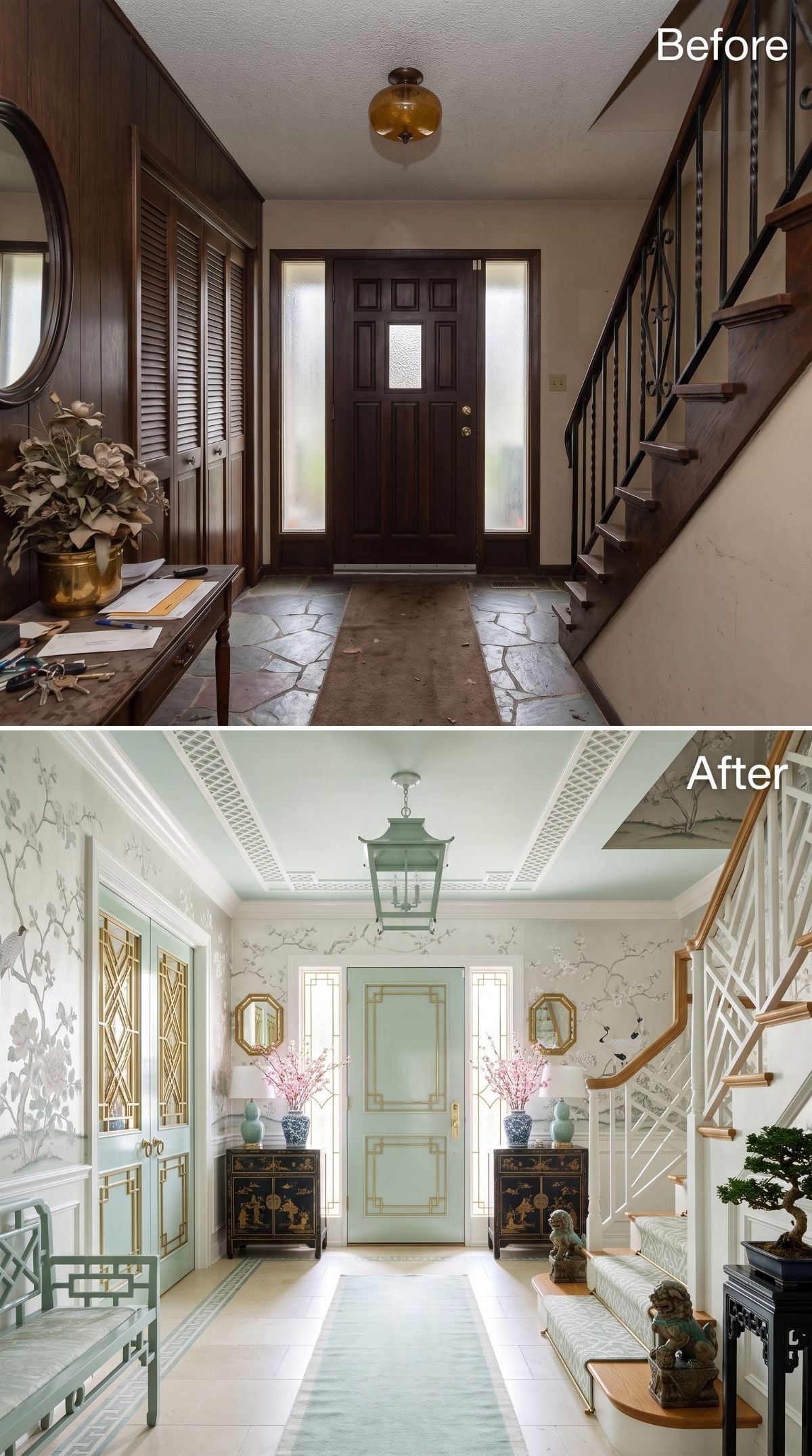 Jade Door, Chinoiserie Wallpaper, and a Foyer That Earned Its Grand Entrance