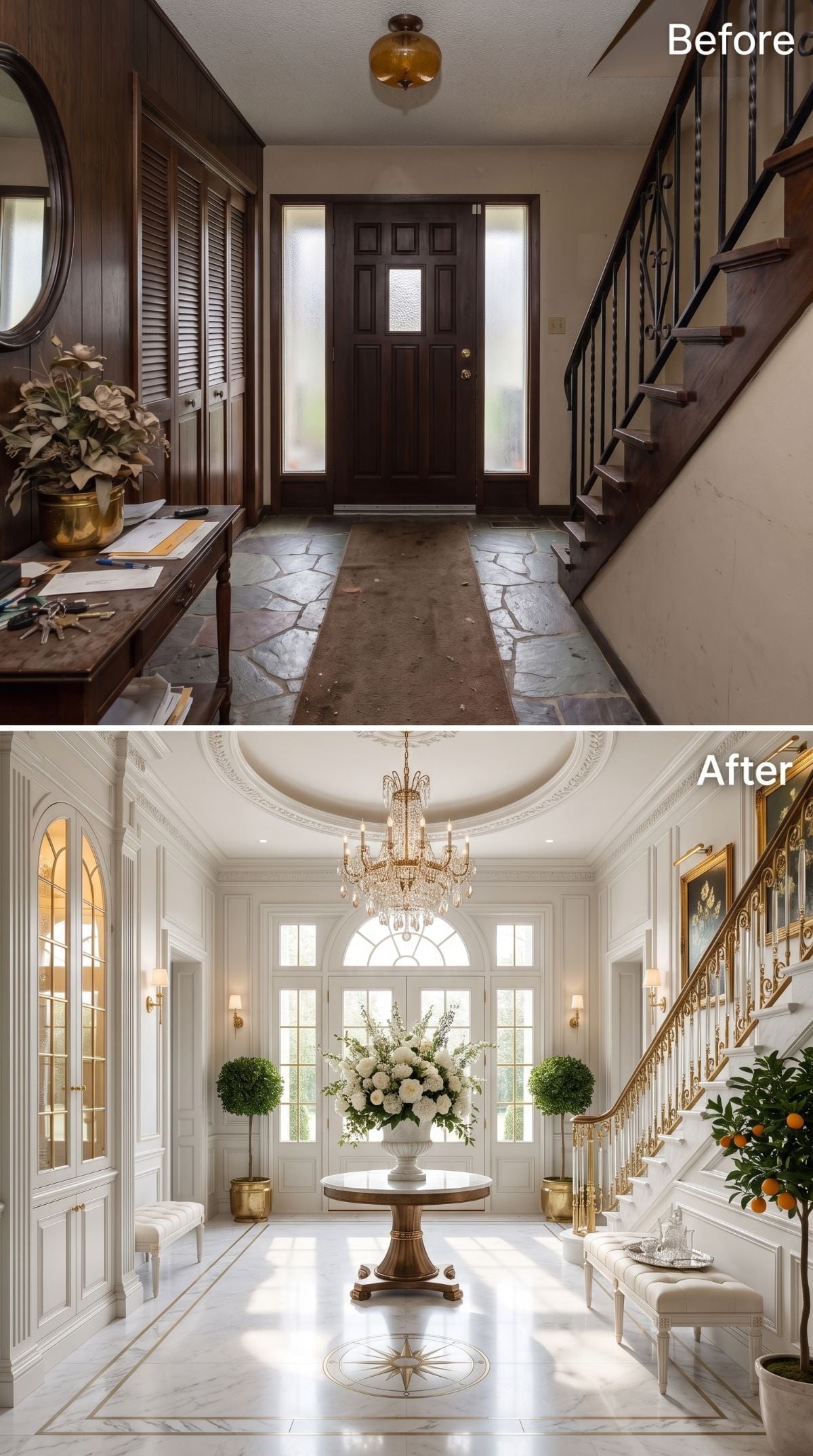 Marble Floors, a Crystal Chandelier, and a Foyer That Finally Meant Business