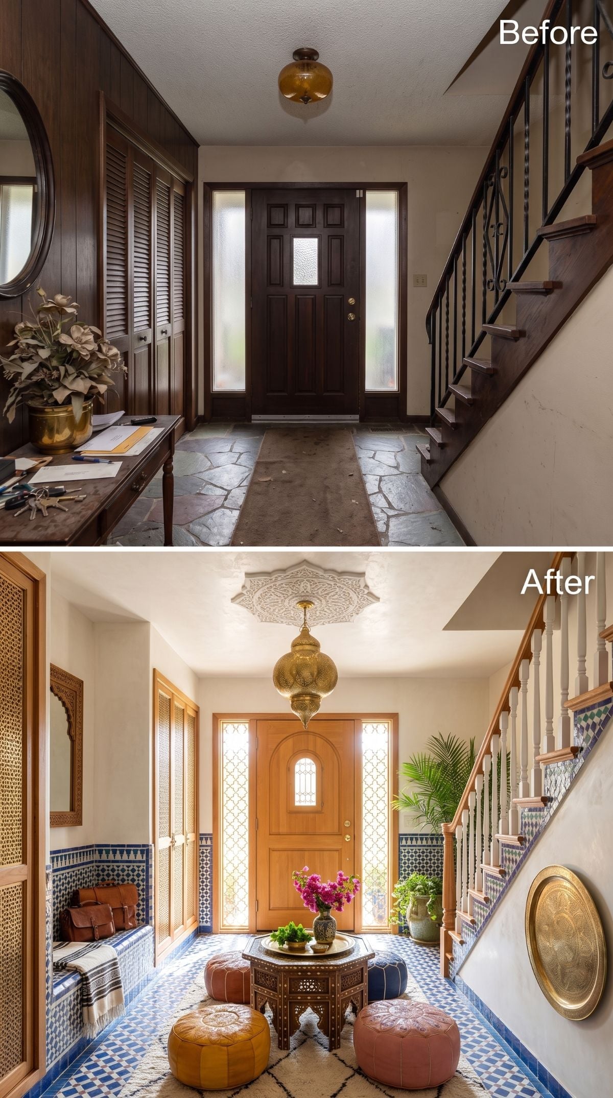 Moroccan Lantern, Zellige Tile, and a Foyer That Traded Darkness for the Medina