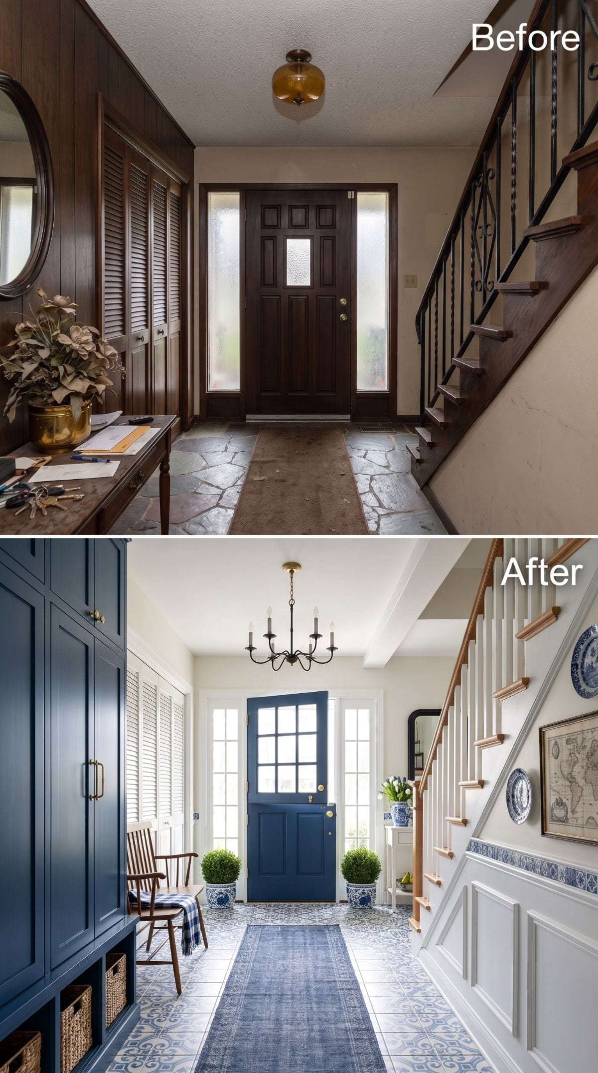 Navy Cabinets, Cement Tile, and a Foyer That Stopped Apologizing for Itself