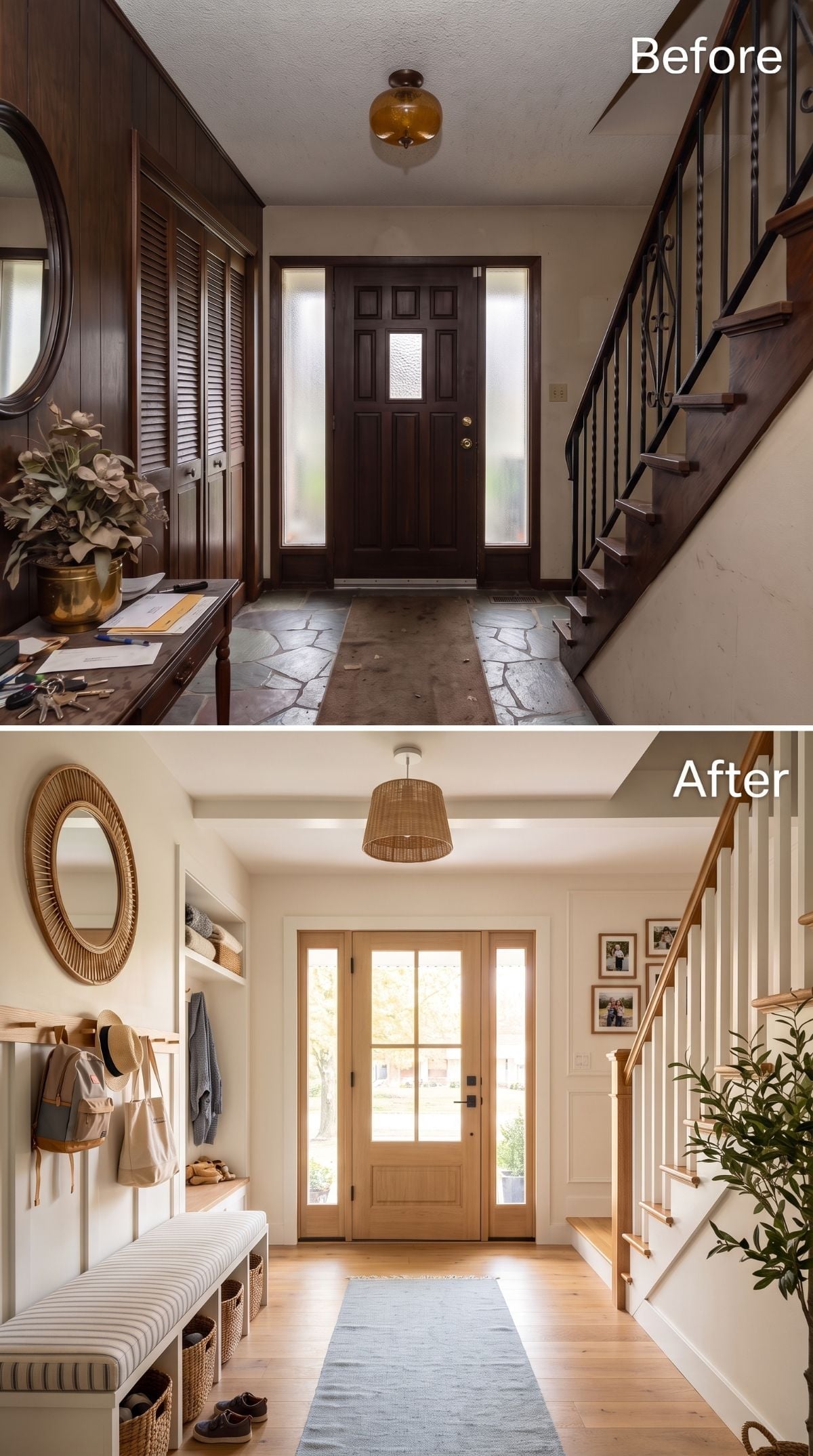 Rattan Mirror, White Oak Floor, and a Foyer That Finally Stopped Apologizing