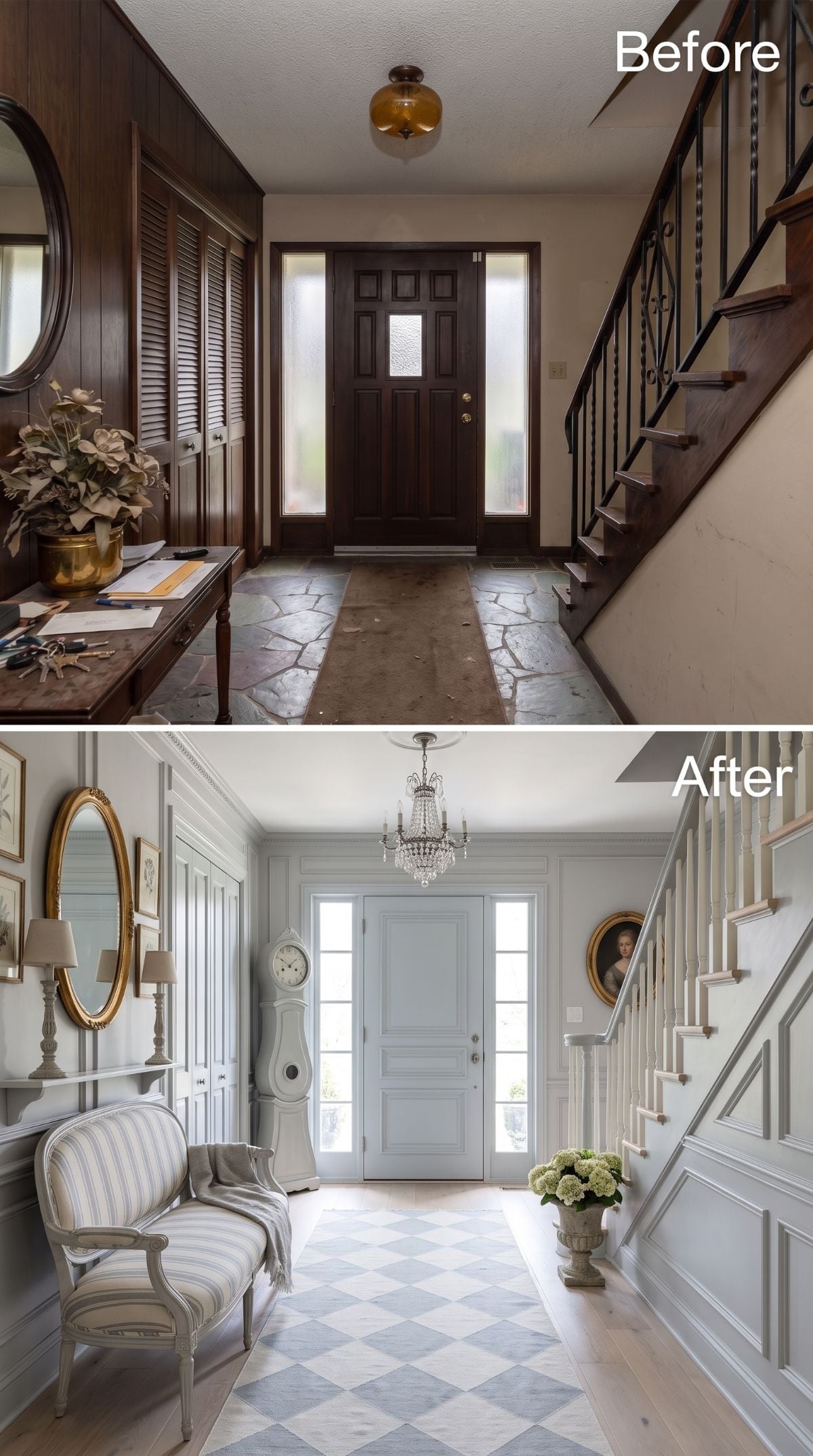Swedish Gray, a Harlequin Floor, and a Foyer That Finally Stopped Feeling Like a Cave