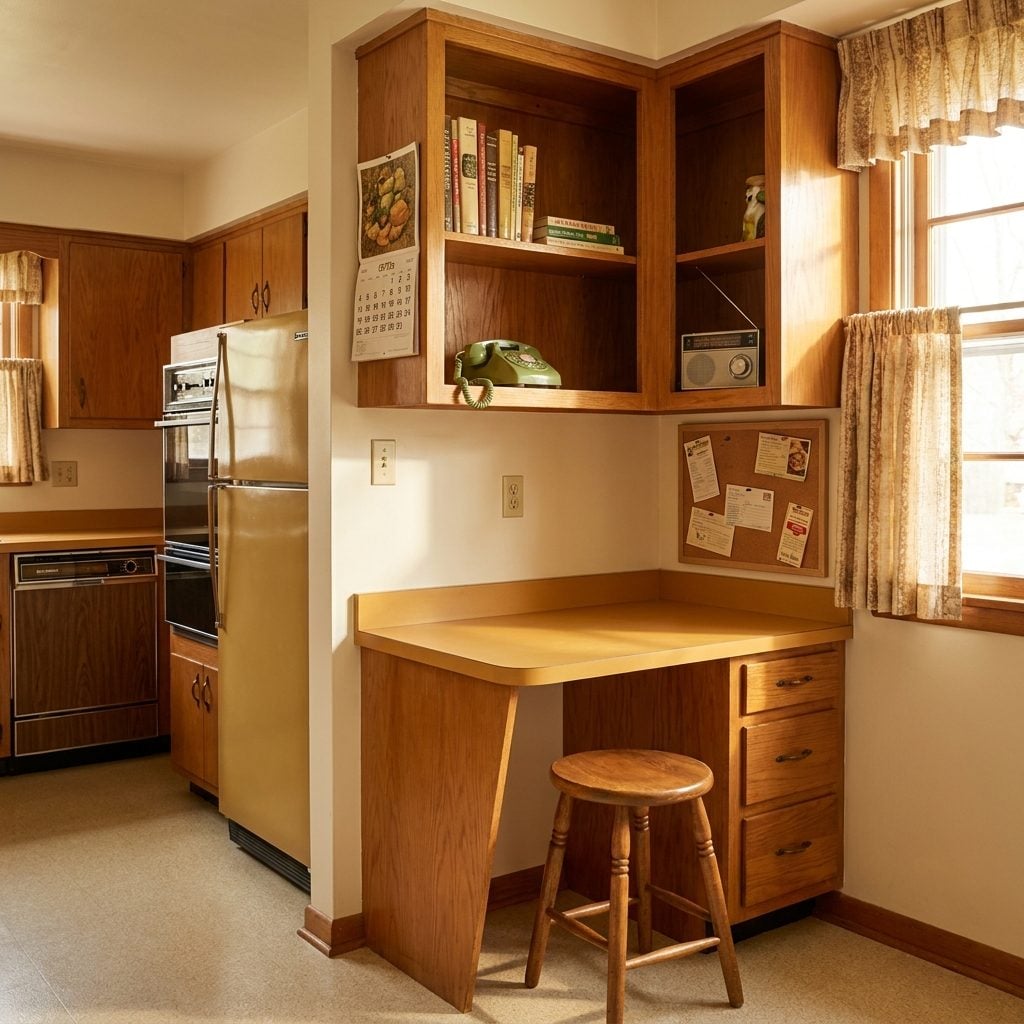 The Desk Nook Built Right Into the Cabinet Run