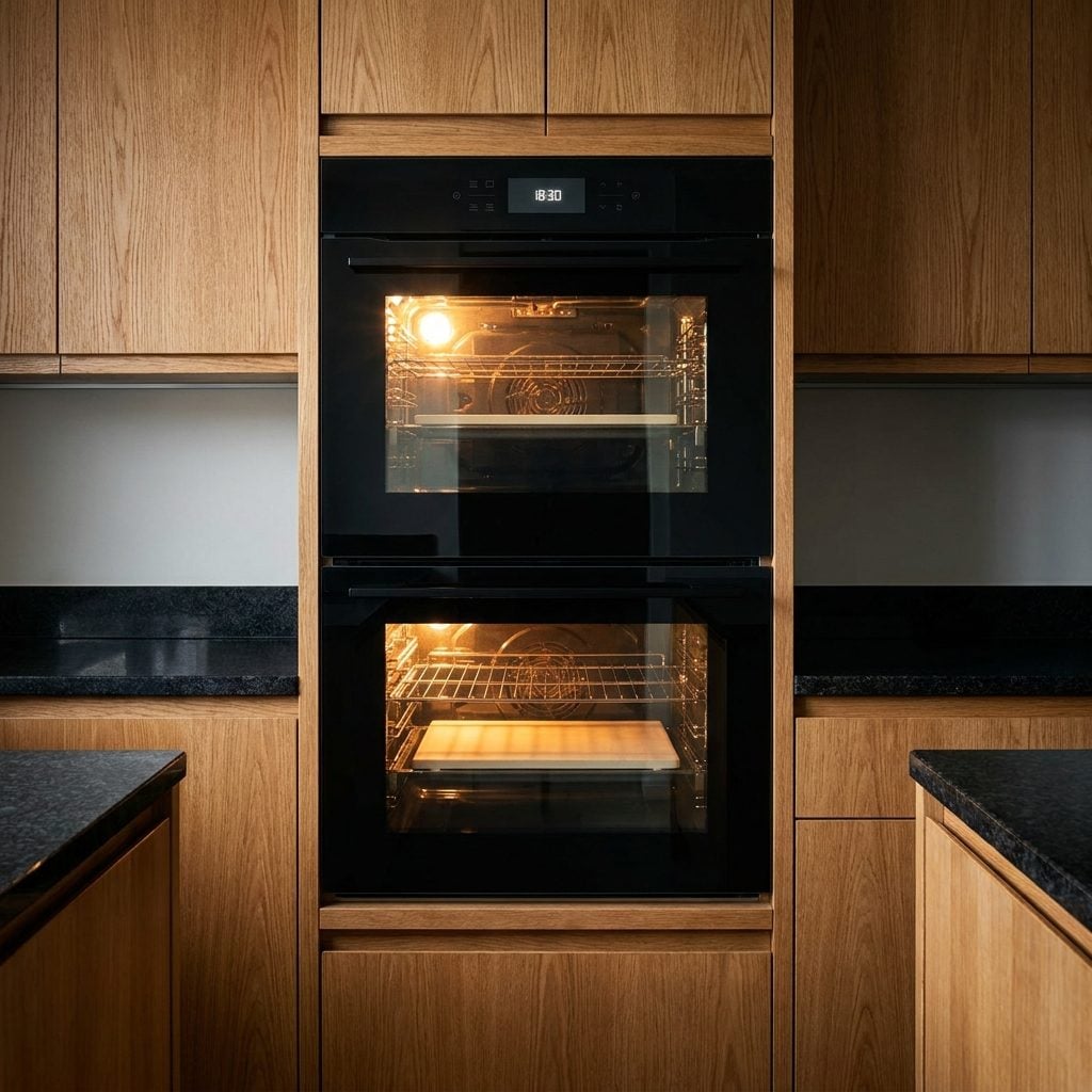 Double Wall Ovens Stacked Like a Command Center
