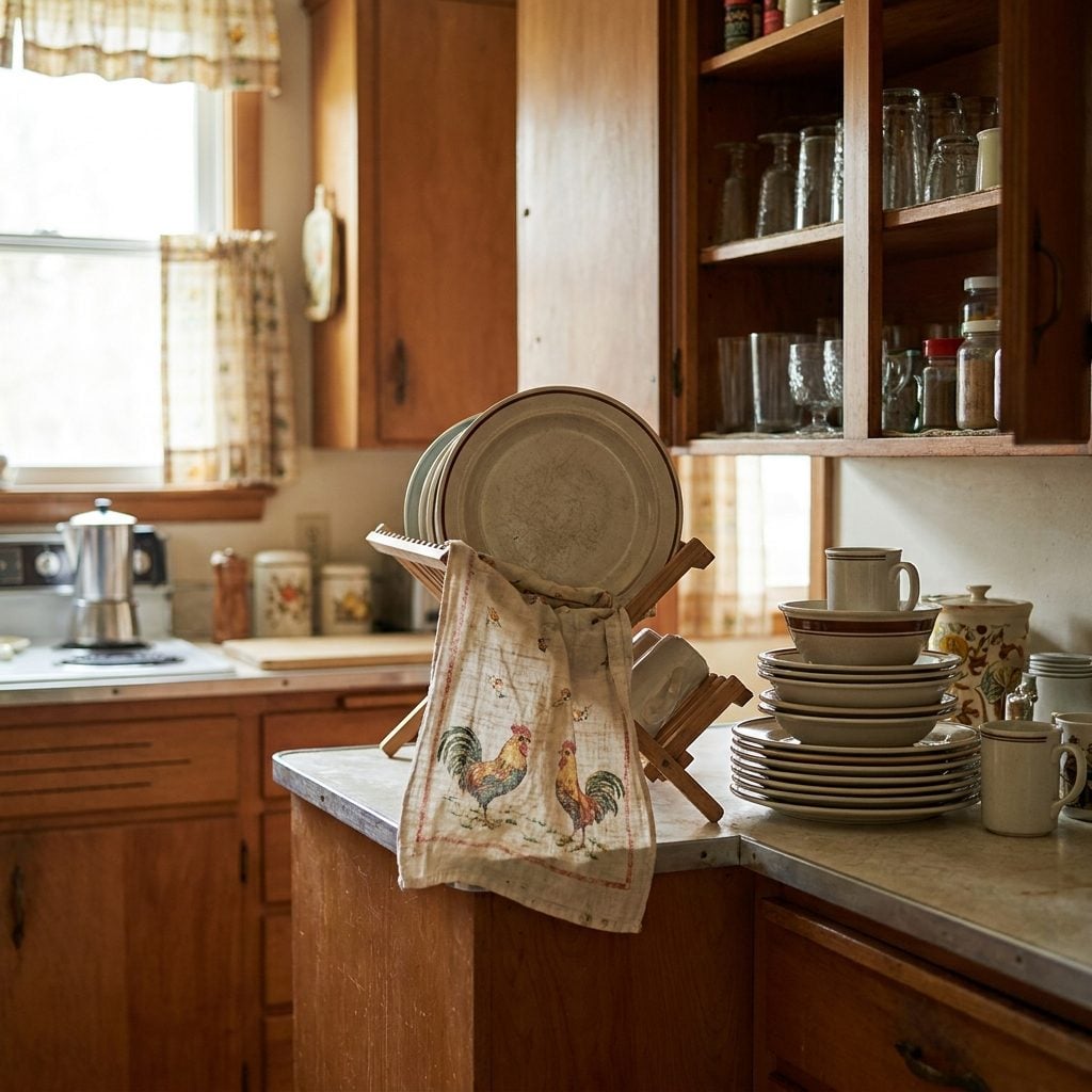 Drying Each Dish and Stacking It Back in the Cupboard