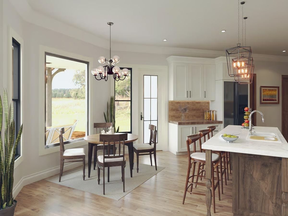 Warm Wood, White Cabinets, and a Kitchen Island That Earns Every Square Foot