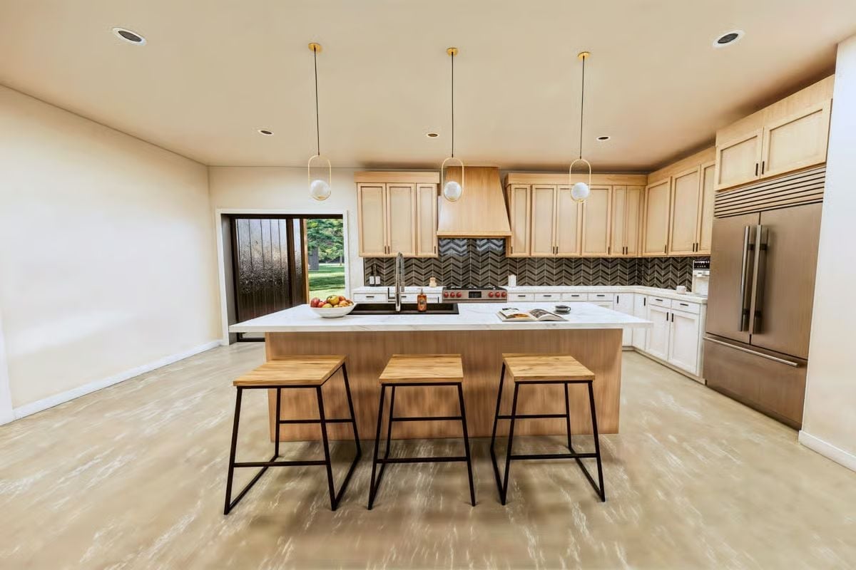 Chevron Tile Behind the Range Earns Every Bit of Attention It Gets