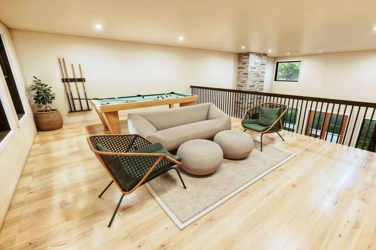 Loft Game Room Proves Billiards and a Lounge Area Don't Need Separate Rooms