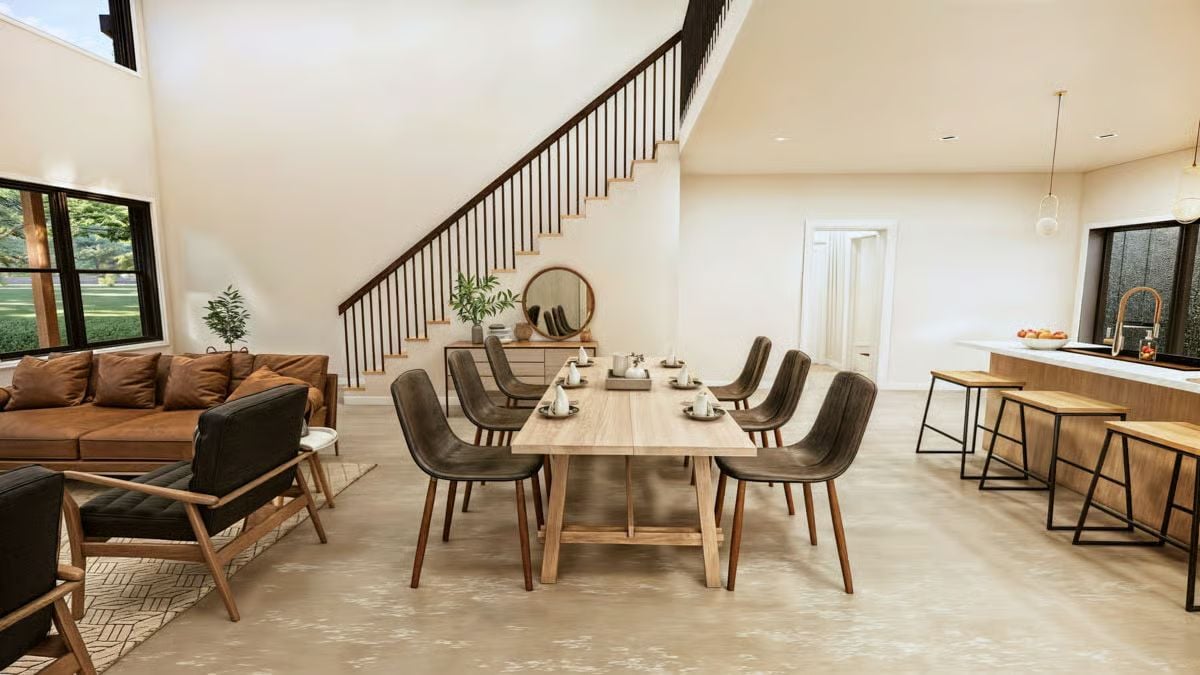 Polished Concrete Floors Tie the Open Plan Together Without Stealing Focus