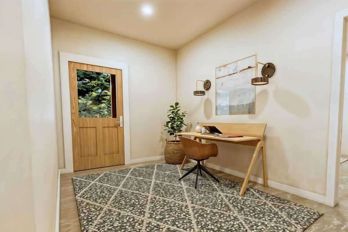 Sconce Placement Above the Desk Does the Work a Ceiling Light Can't