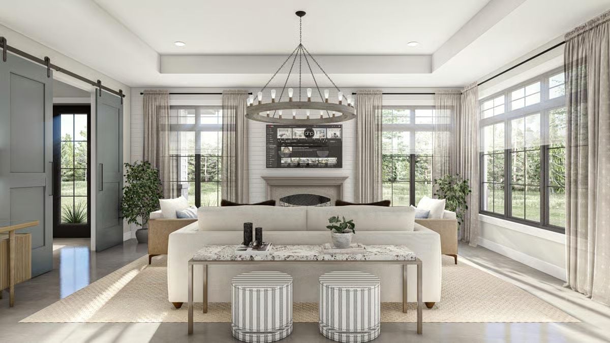 Shiplap, Barn Doors, and a Chandelier That Earns Its Place