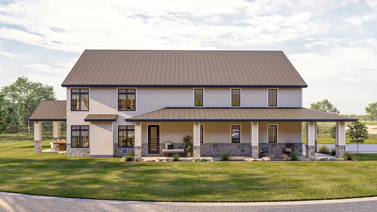 Stone Columns, Metal Roof, and a Porch Built for Slow Mornings