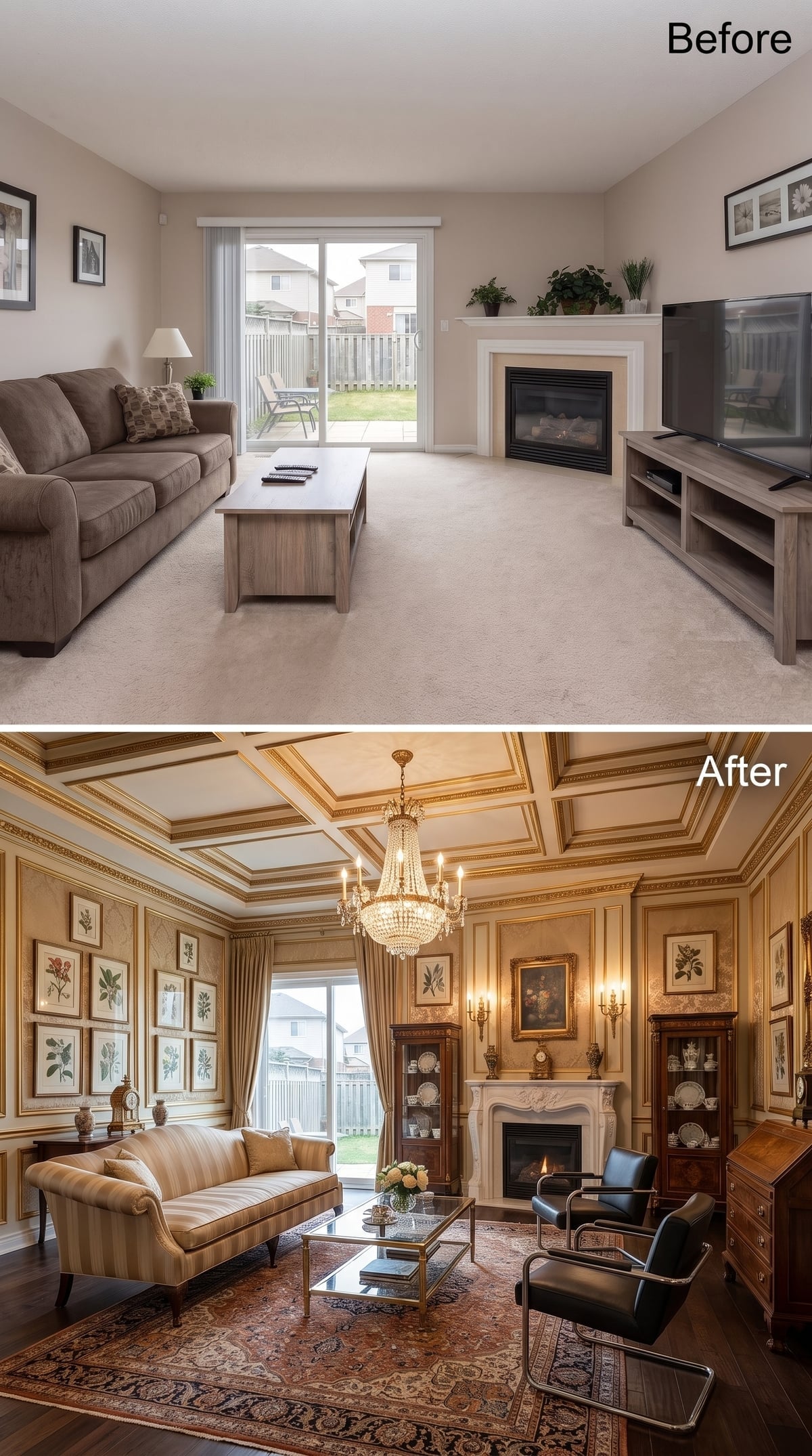 Botanical Prints, Crystal Chandelier, and Gilded Coffered Panels That Earned Every Inch