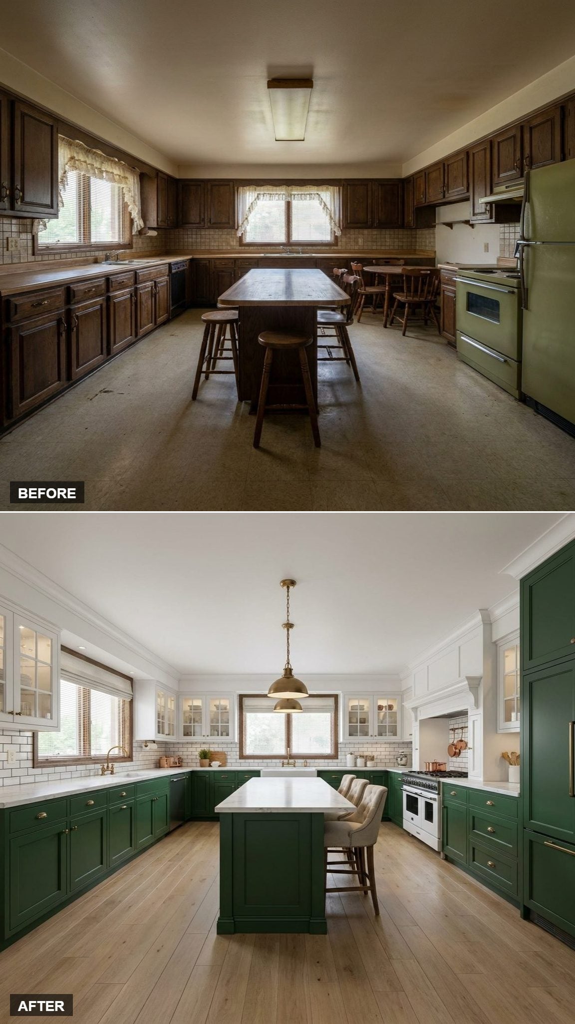Brass Hardware, Split Cabinets, and a Pendant That Reads the Room Right