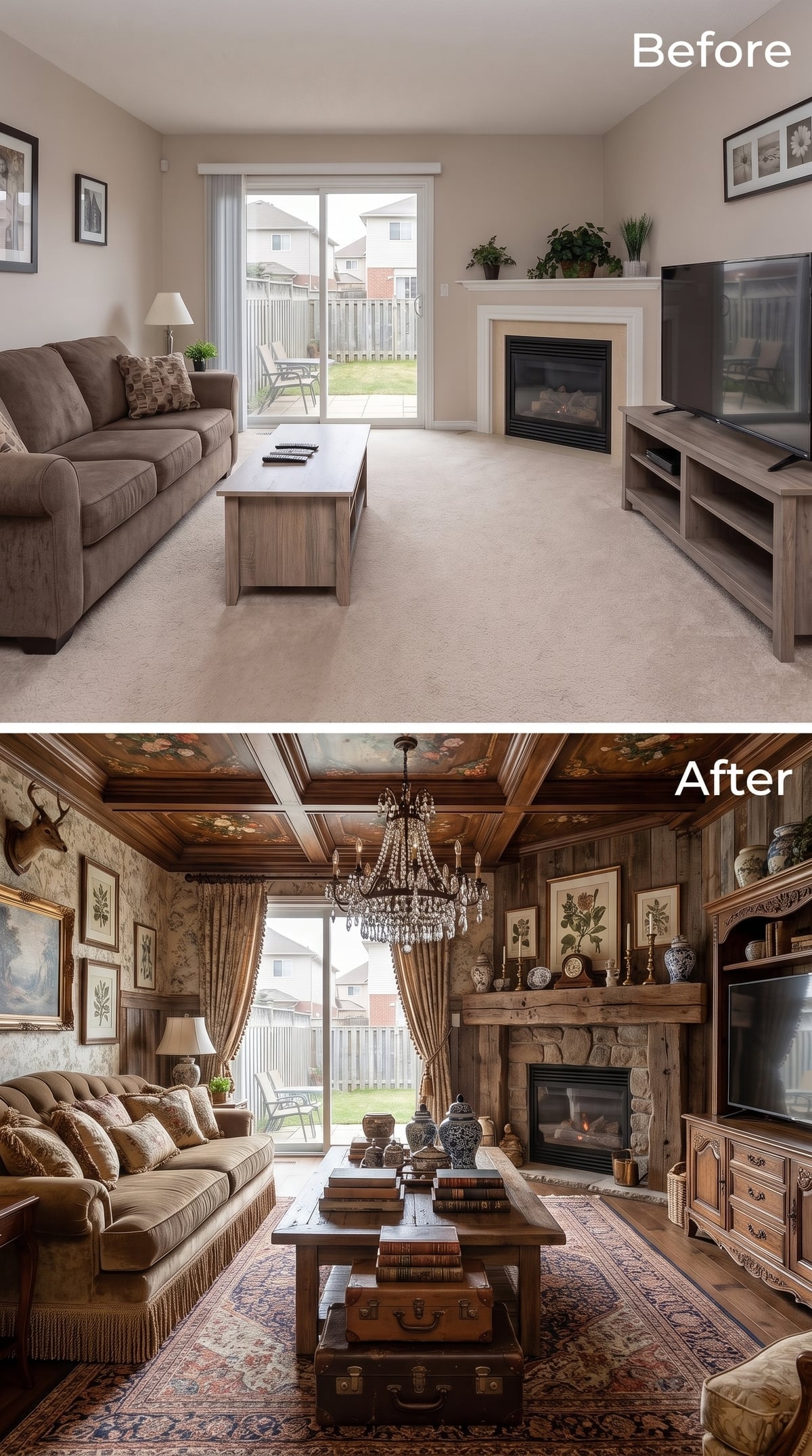 Floral Ceiling Murals, Stone Fireplace Surrounds, and Why Maximalism Has a Place to Live