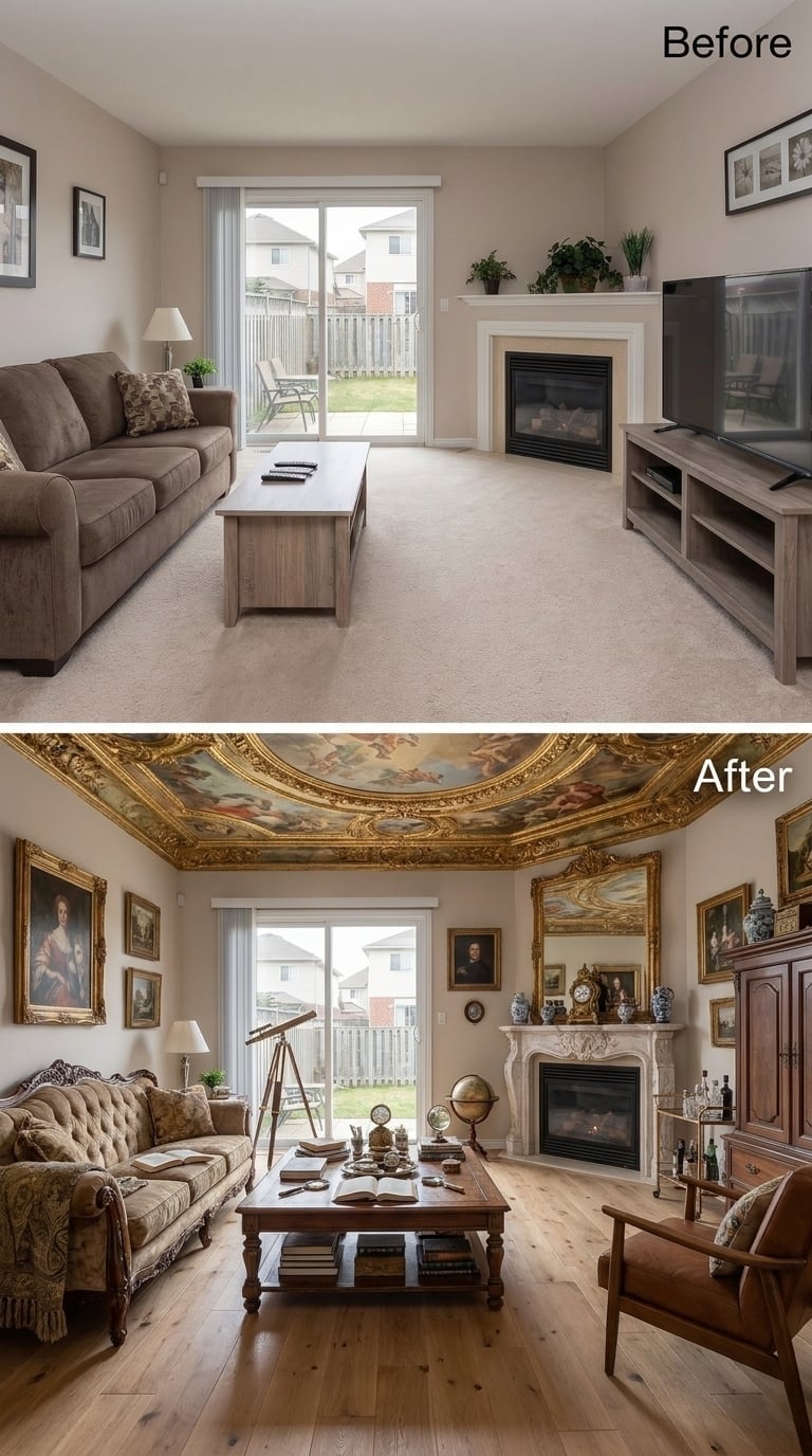 Fresco Oval Ceiling, Carved Marble Fireplace Surround, and Oil Portraits That Earned the Wall Space