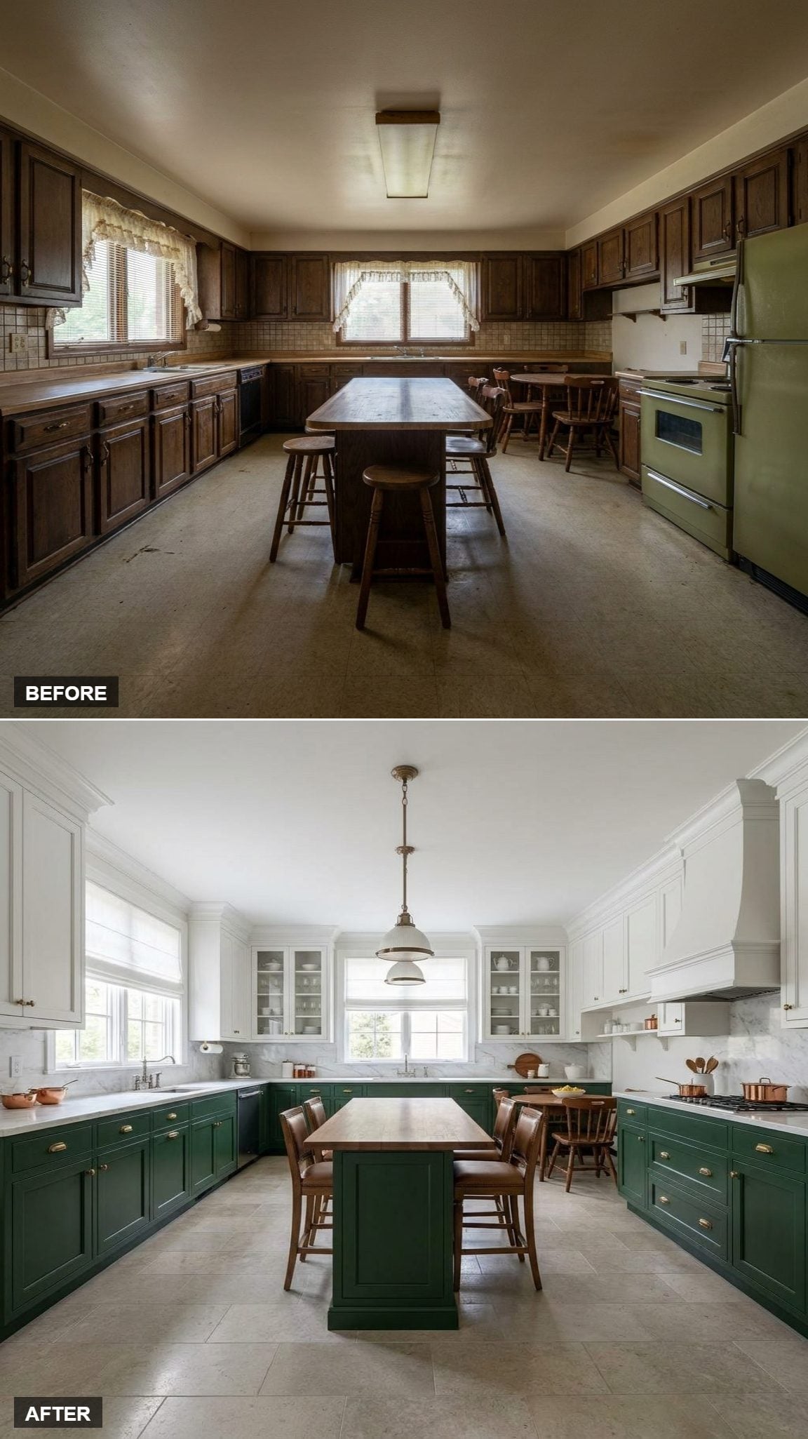 Marble Backsplash, Forest Green Lowers, and a Pendant That Finally Fits the Ceiling