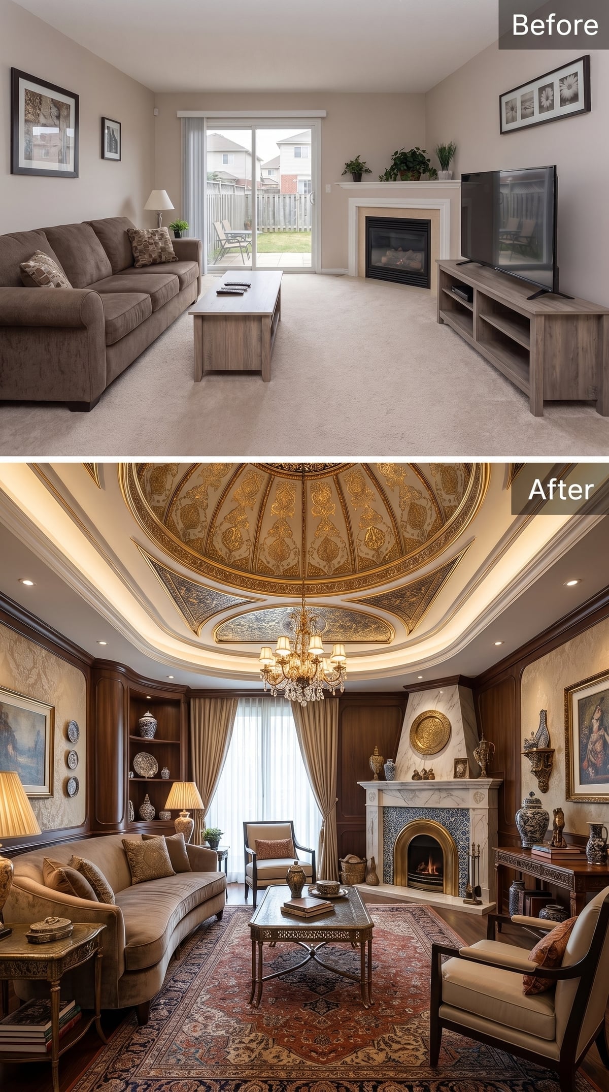 Ornate Dome Ceiling, Persian Rug, and a Marble Fireplace That Finally Has the Room It Deserves
