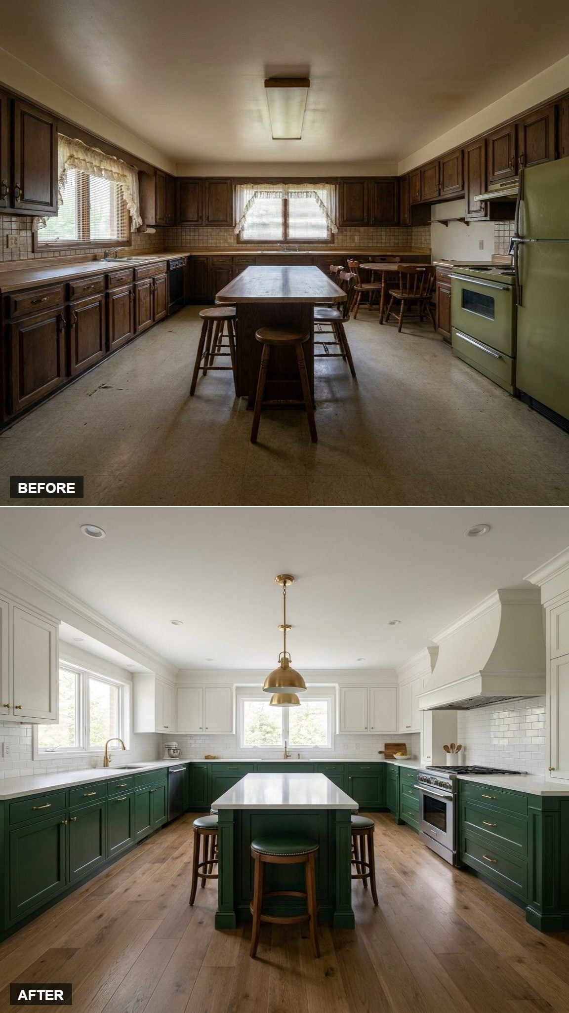 Split Cabinets, Subway Tile, and a Pendant That Doesn't Overexplain Itself