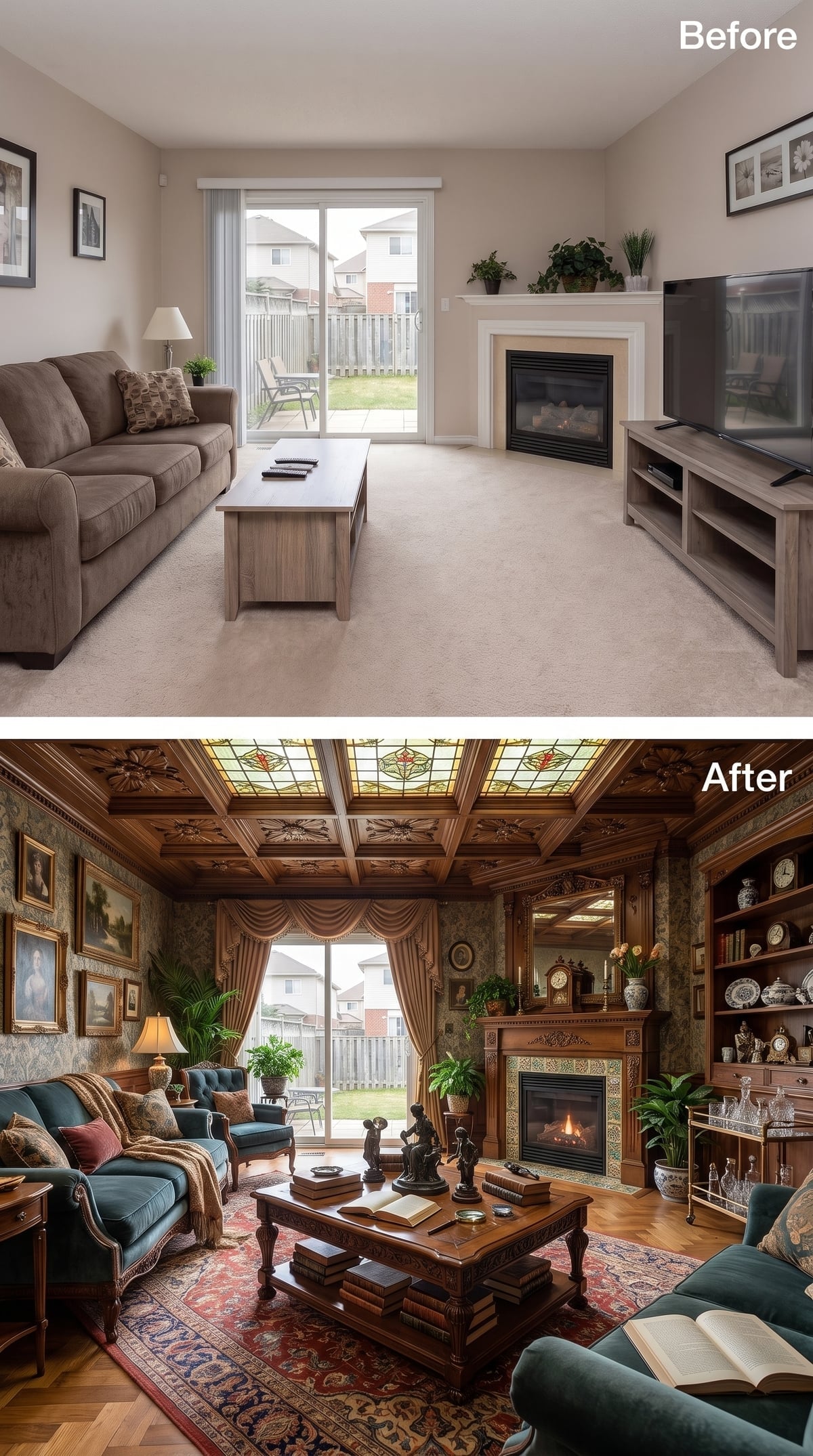Stained Glass Ceiling Panels, Velvet Sofas, and Zero Regrets About Going Dark