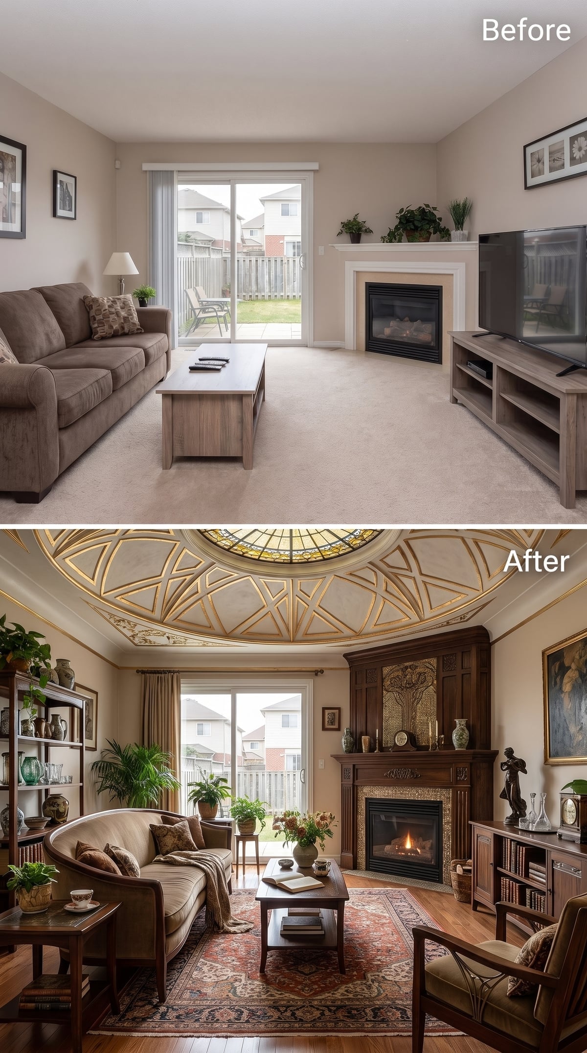 Stained Glass Dome, Art Nouveau Fireplace, and a Ceiling That Earned Its Gold